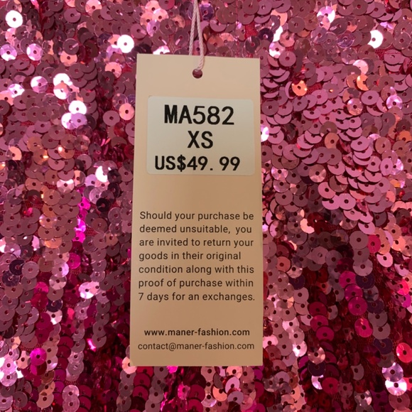 MANER Pink Sequin Shorts Women's XS NEW Sparkly Stretchy Party High Waisted - Picture 7 of 11